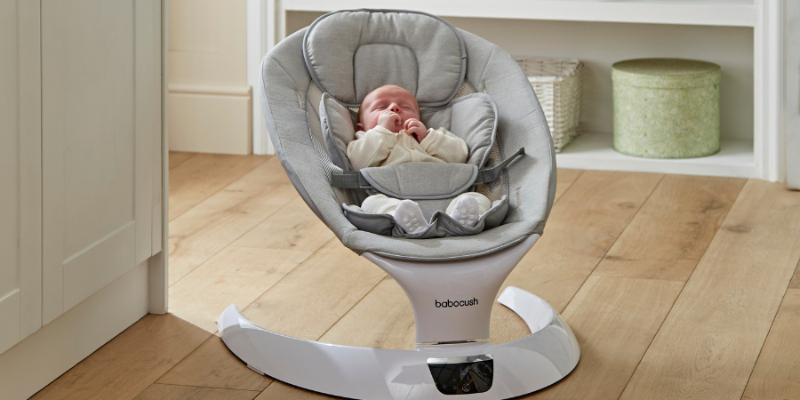 Content baby in the Babocush Baby Swing & Rocker