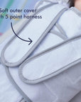 Babocush cushion has a 5 point harness