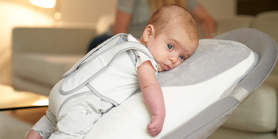 Premature baby on Babocush baby bouncer