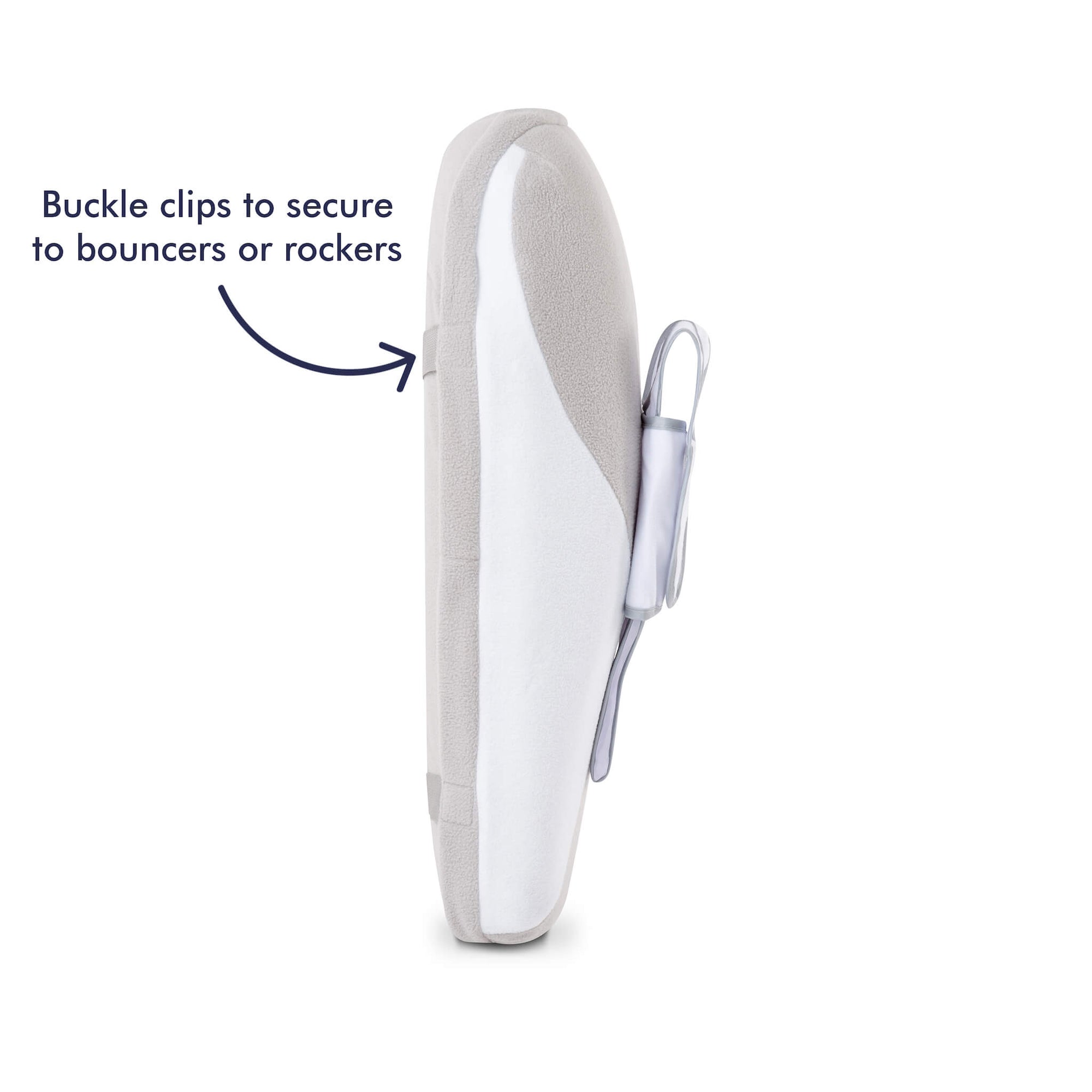 Babocush Comfort Cushion with buckle clips top secure to bouncers and rockets