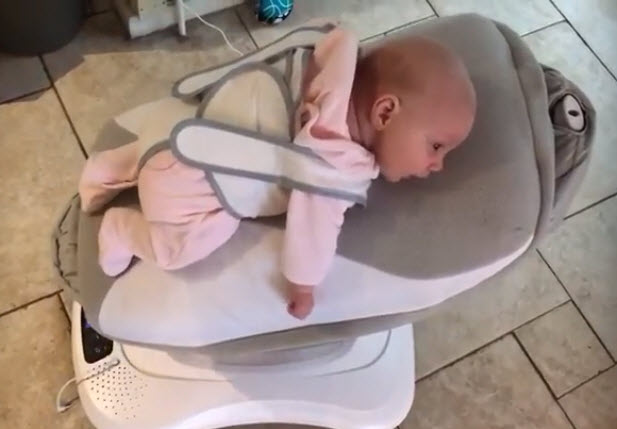 Baby Olivia enjoying her Babocush thanks to dad Jaime's persistence 